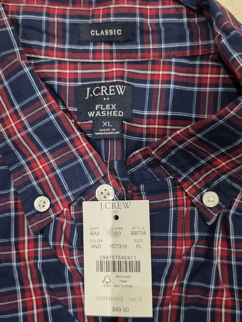 J. Crew Flex Washed Shirt NWT